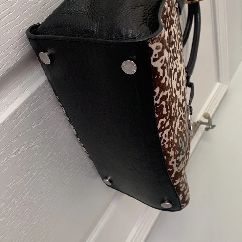 Michael Kors Calf Hair‎ handbag animal print leather tote bag black brown